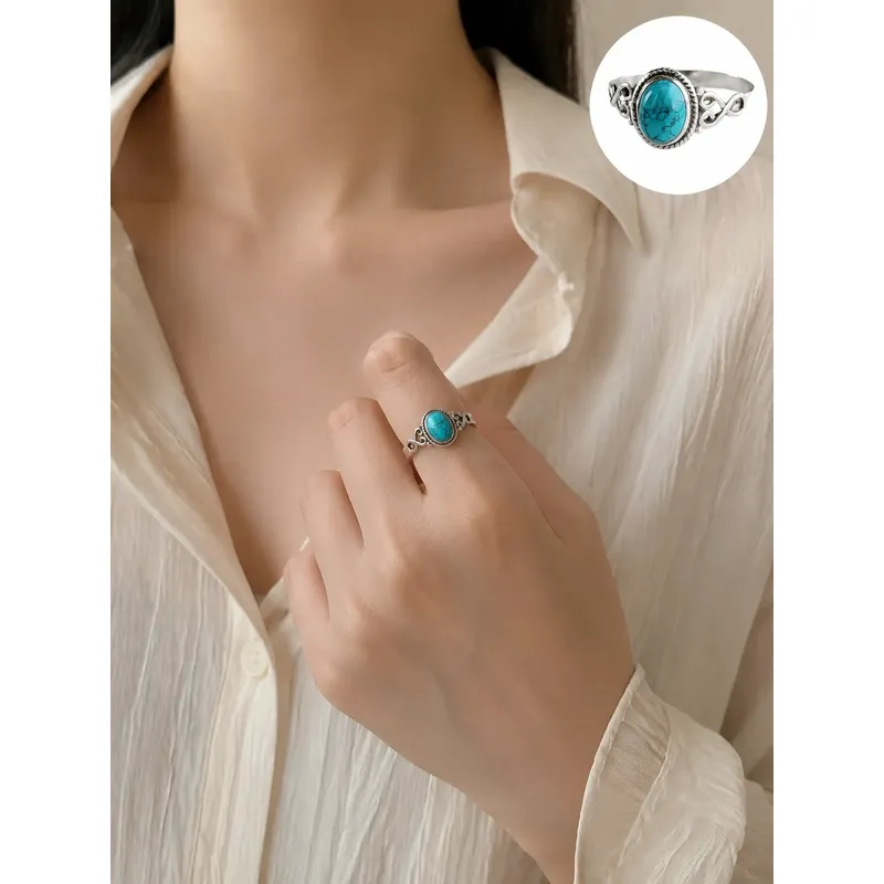 Turquoise Stone Ring - Boho Chic Unisex Turquoise Stone Ring