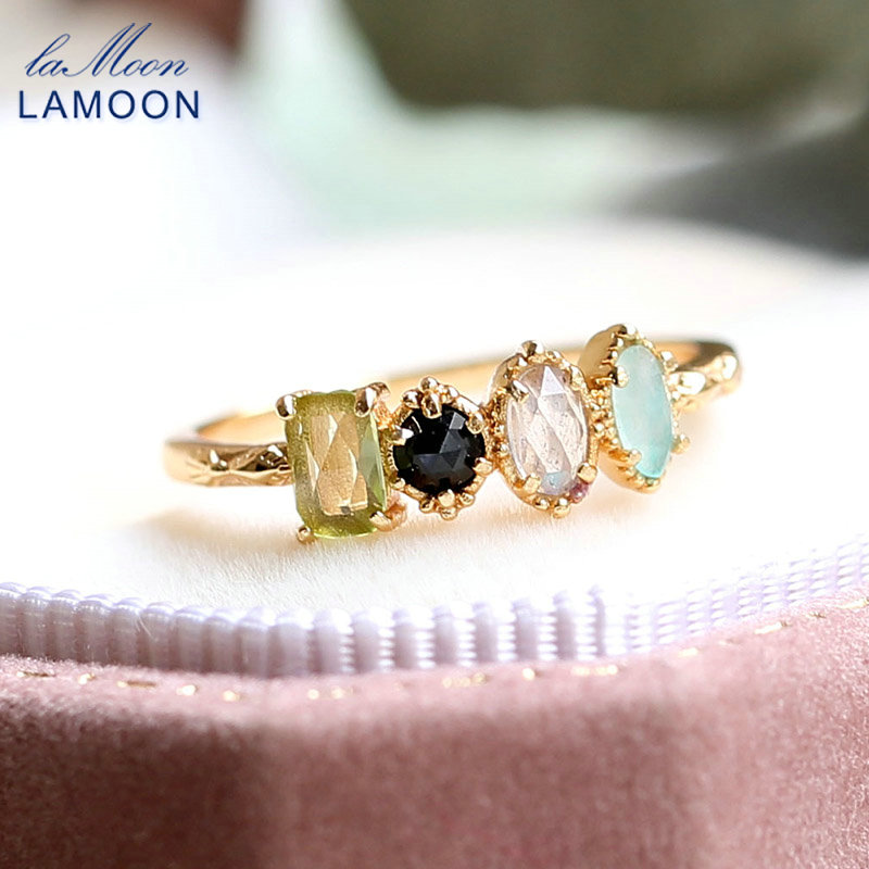 Turquoise Stone Ring - LAMOON Gemstone Rings For Women Natural