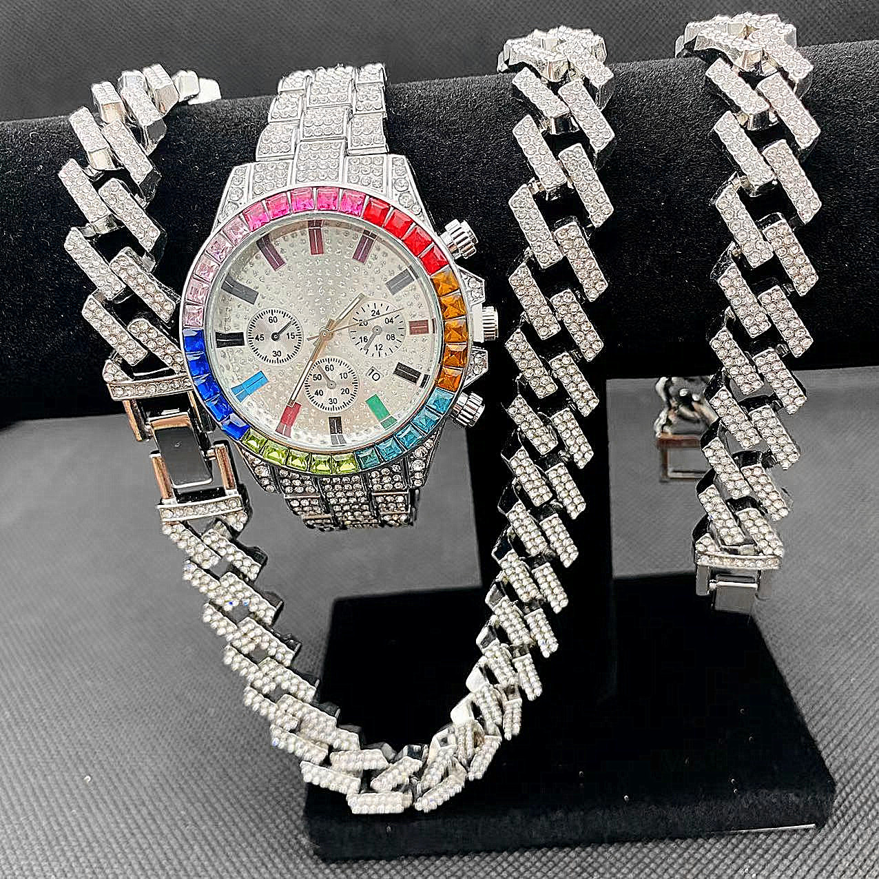 Best Jewelry Watches Women - 3PCS Hip Hop Mens Women Jewelry