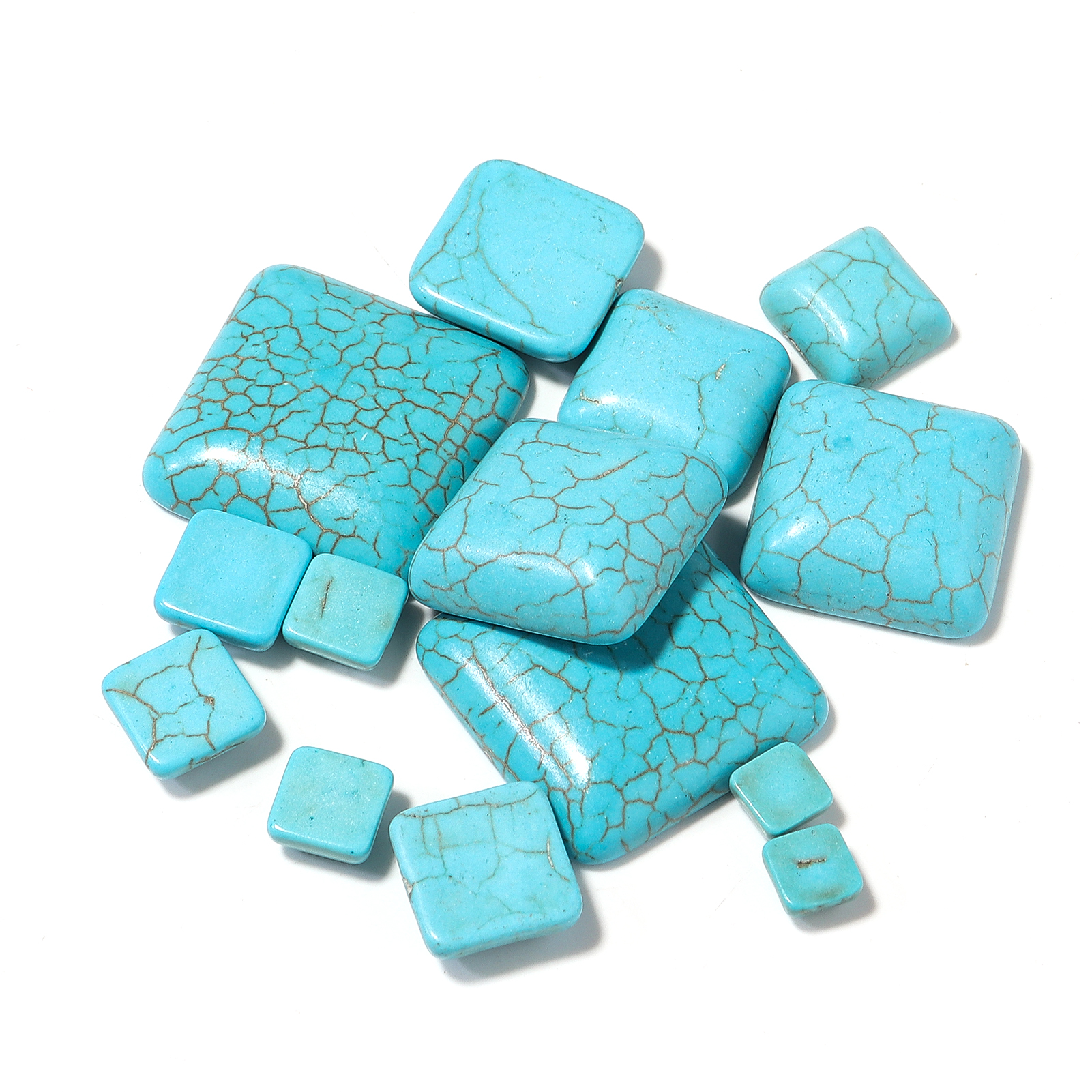 Turquoise Stone Ring - 10pcs/lot 6-25mm Square Flat Back Blue