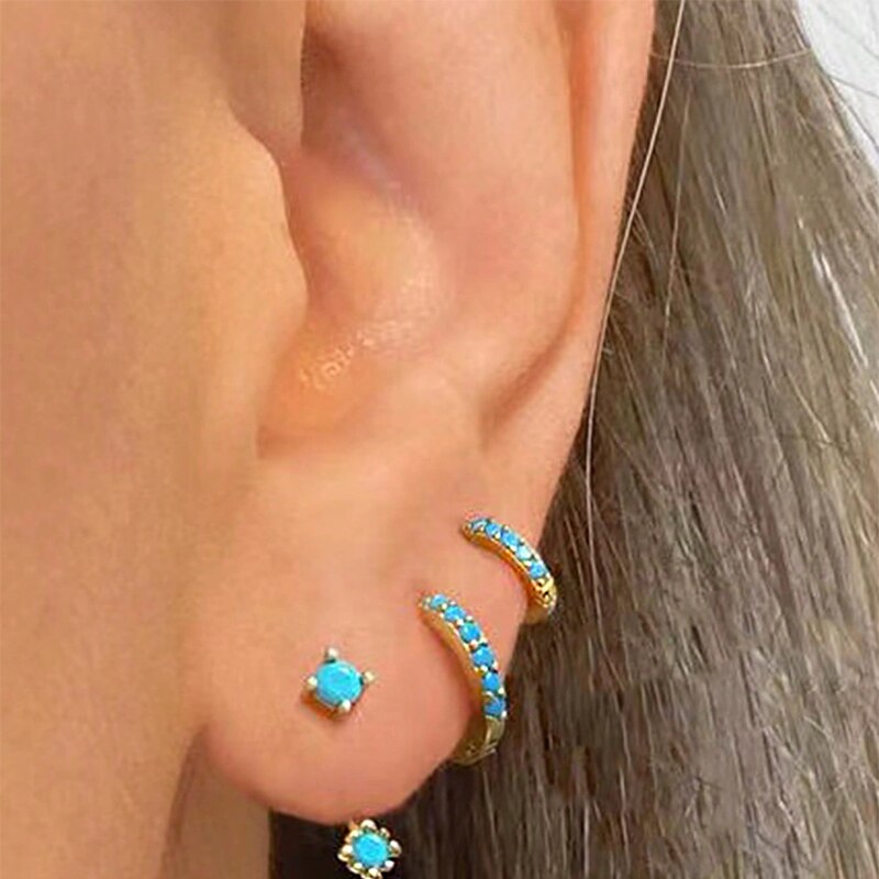 3 Pcs Turquoise Mini Earrings  - Turquoise Stone Ring recensie en prijs