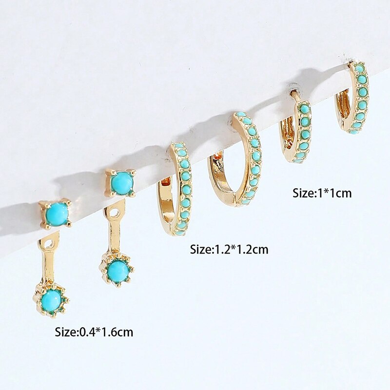3 Pcs Turquoise Mini Earrings  - Turquoise Stone Ring recensie en prijs