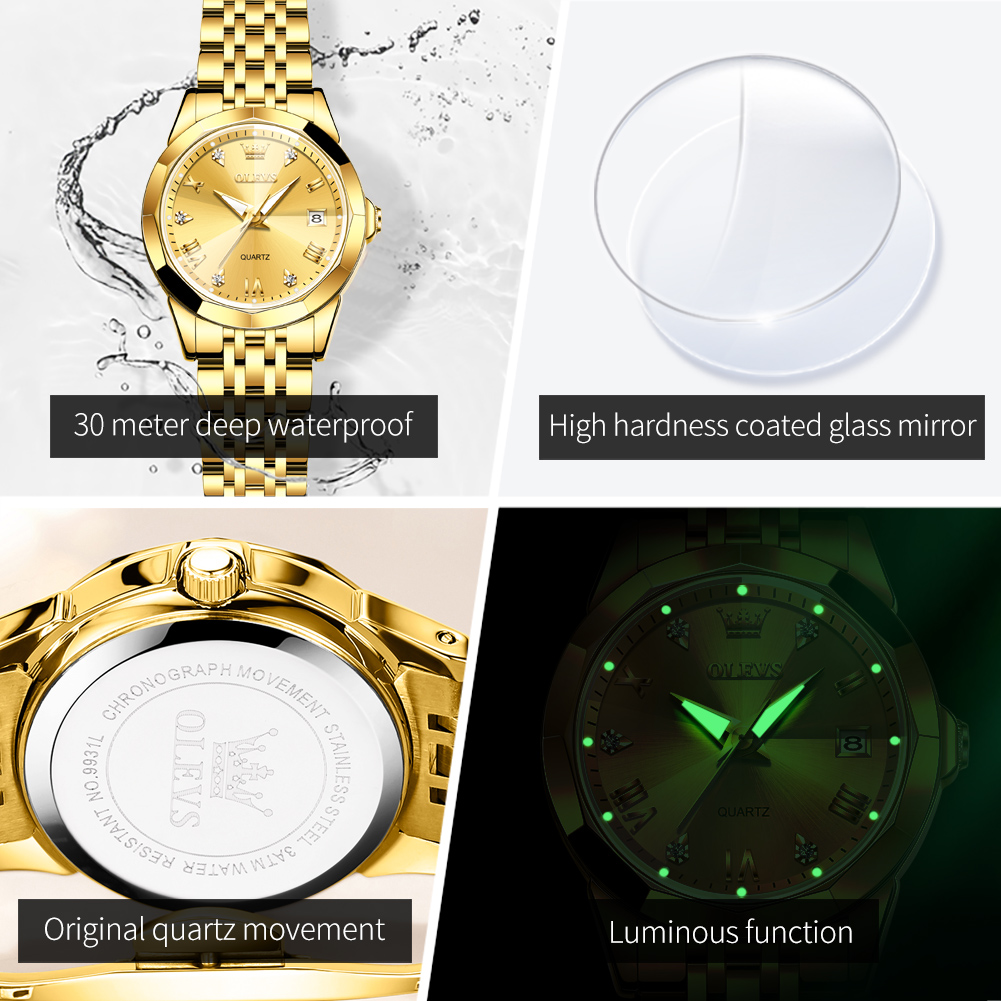 OLEVS Fashion Golden Watch for - Jewelry Watches Gold recensie en prijs