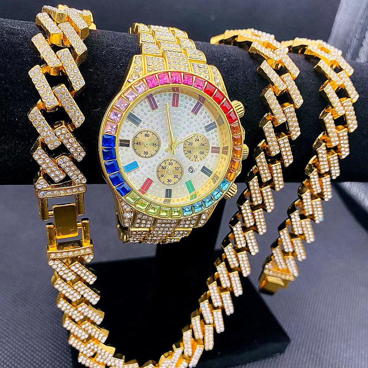 3PCS Hip Hop Mens Women Jewelr - Best Jewelry Watches Women recensie en prijs