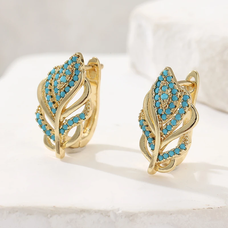 Creative Leaf Shaped Hoop Earr - Turquoise Stone Ring recensie en prijs