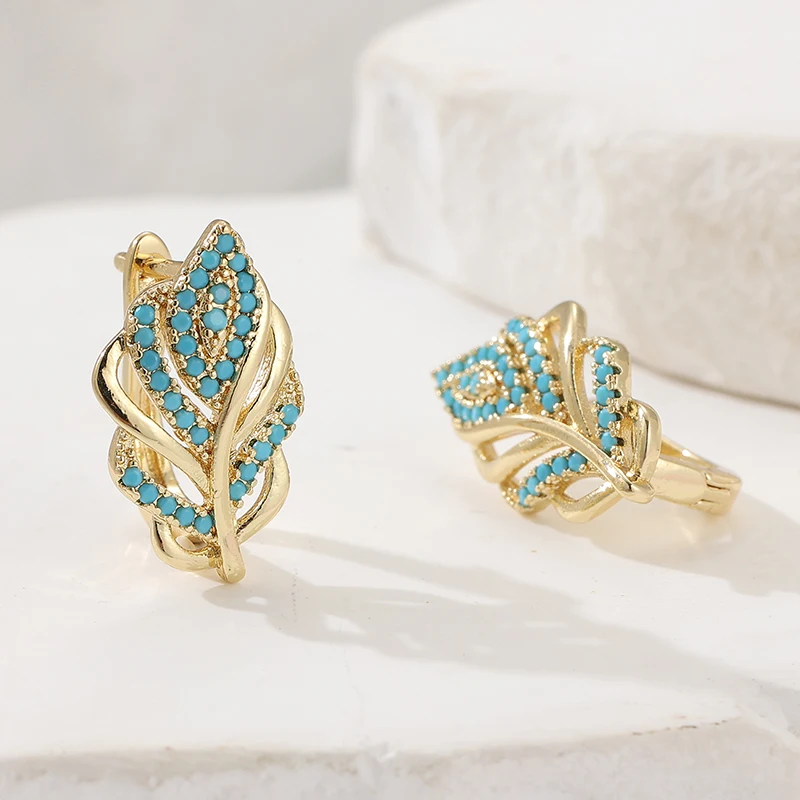Creative Leaf Shaped Hoop Earr - Turquoise Stone Ring recensie en prijs