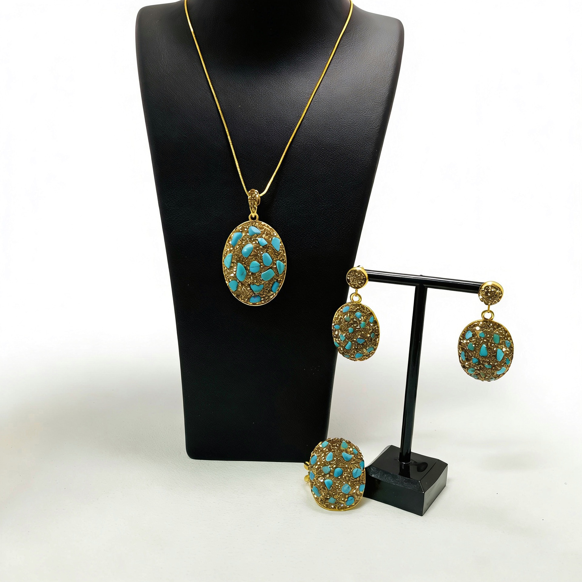 Crystal Turquoise Necklace Ear - Turquoise Stone Ring recensie en prijs