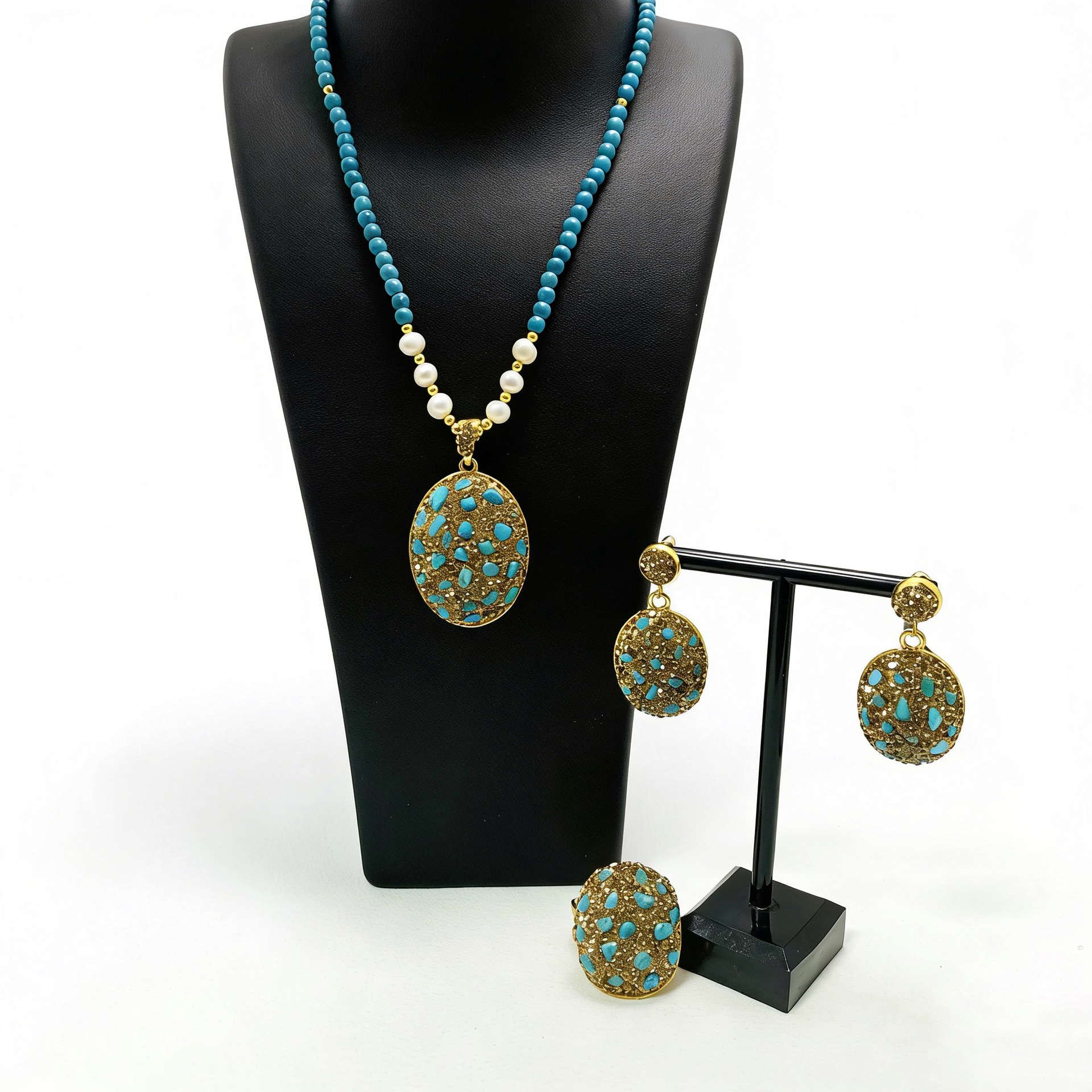 Crystal Turquoise Necklace Ear - Turquoise Stone Ring recensie en prijs